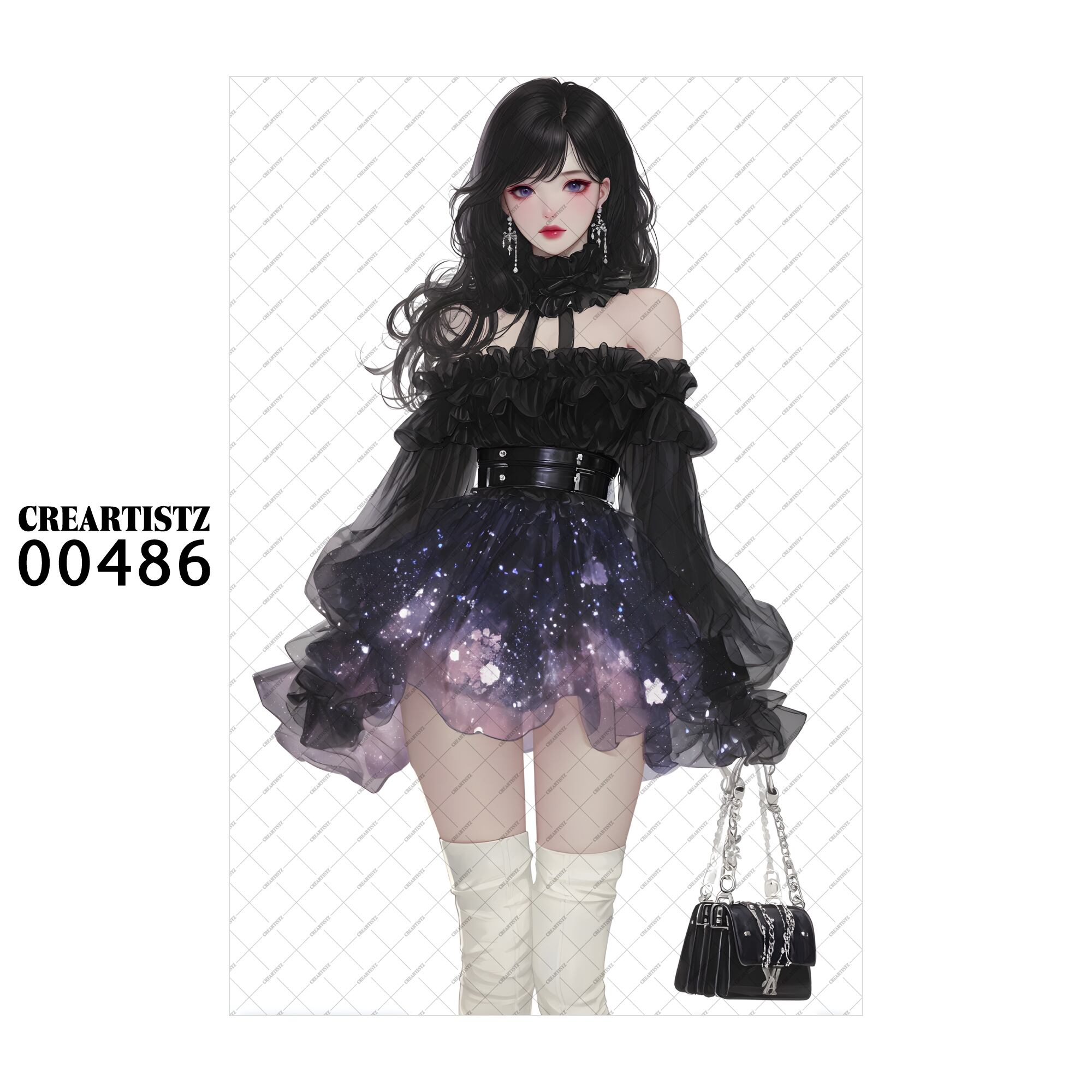 00486 ガール キュート オリジナル ペーパー/ステッカー 4枚セット CREARTISTZ