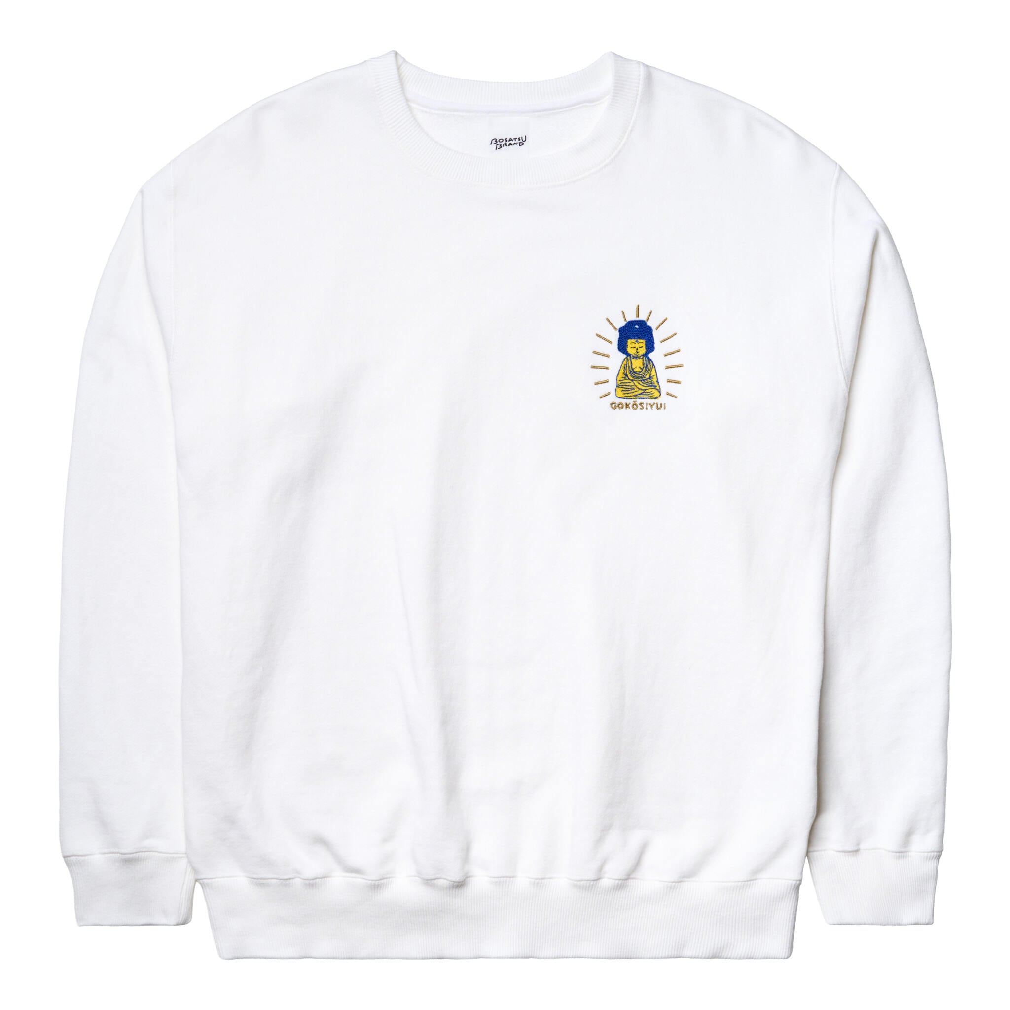 五劫思惟阿弥陀仏 仏像 トレーナー (刺繍) ホワイト 10.0oz