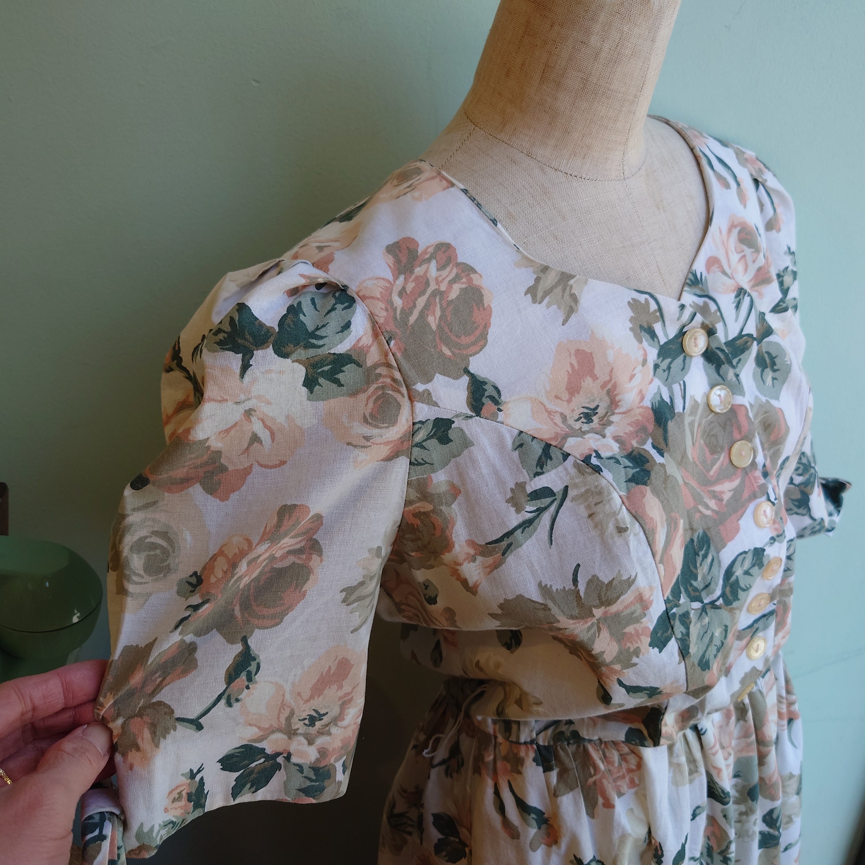 S.L. Fashions 80s vintage 花柄 ヴィンテージドレス パフスリーブ