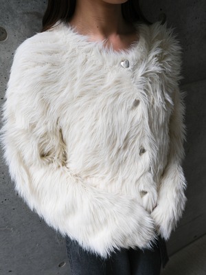 HEART BUTTON SHAGGY KNIT CARDIGAN(ﾊｰﾄﾆｯﾄｼｬｷﾞｰｶｰﾃﾞｨｶﾞﾝ）【5540002】select by Bab