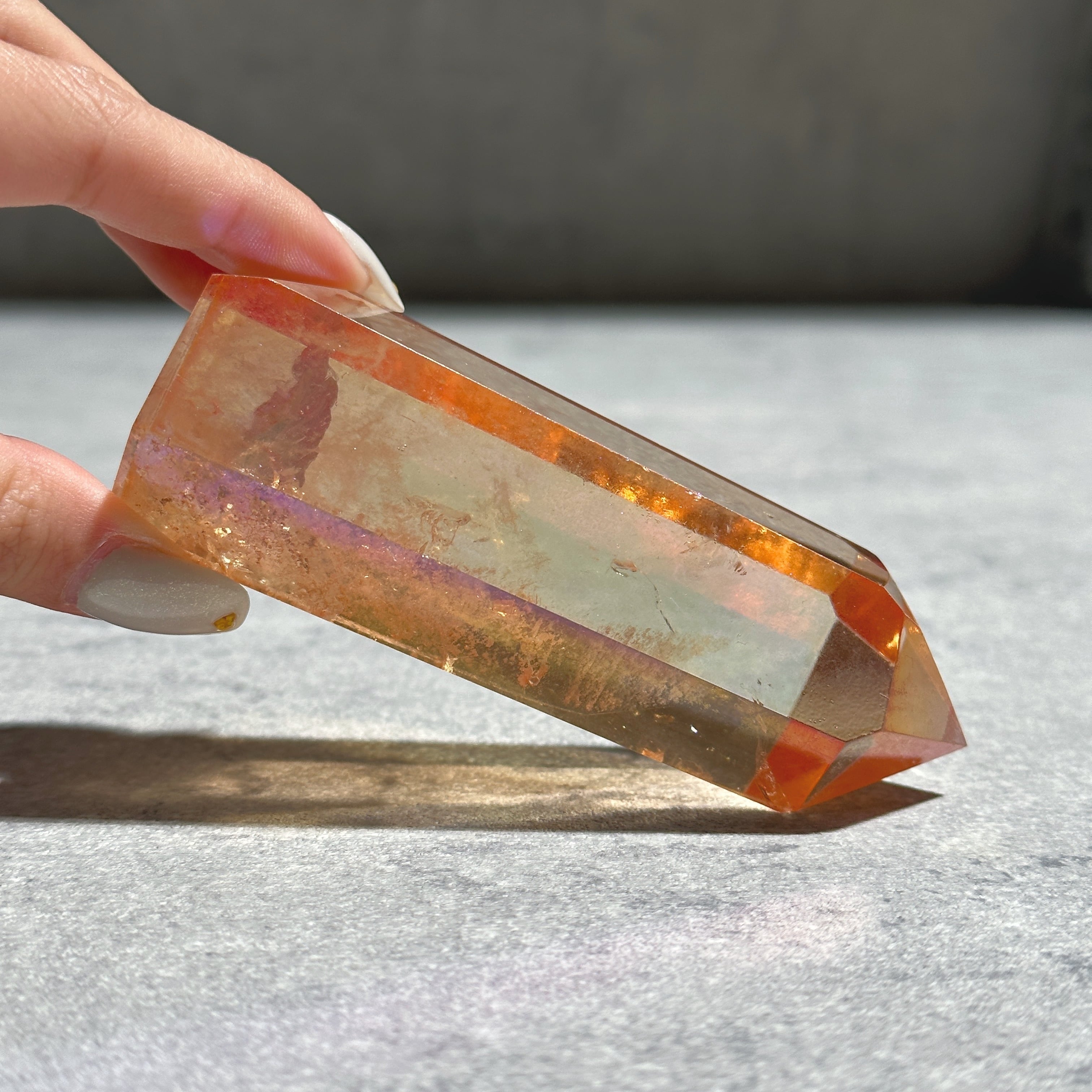 透明感◎オレンジオーラクォーツ タワー04◇ Orange Aura Quartz