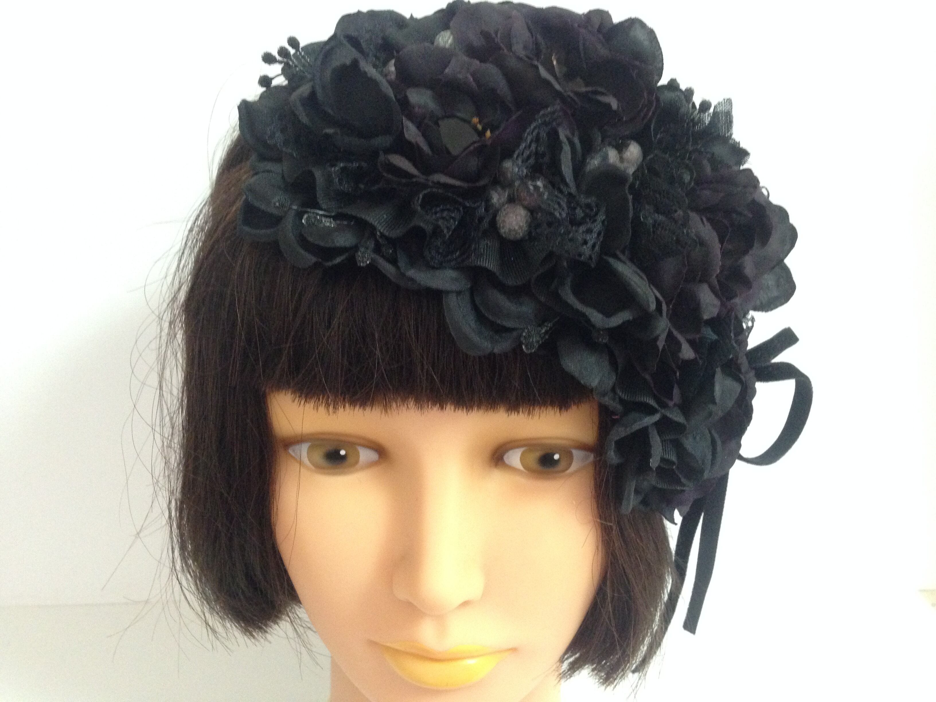 ゴスロリロリィタのヘッドドレス花 着物浴衣髪飾り フラワーハーモニー ゴスロリロリィタのヘッドドレス花 着物浴衣髪飾り フラワーハーモニー