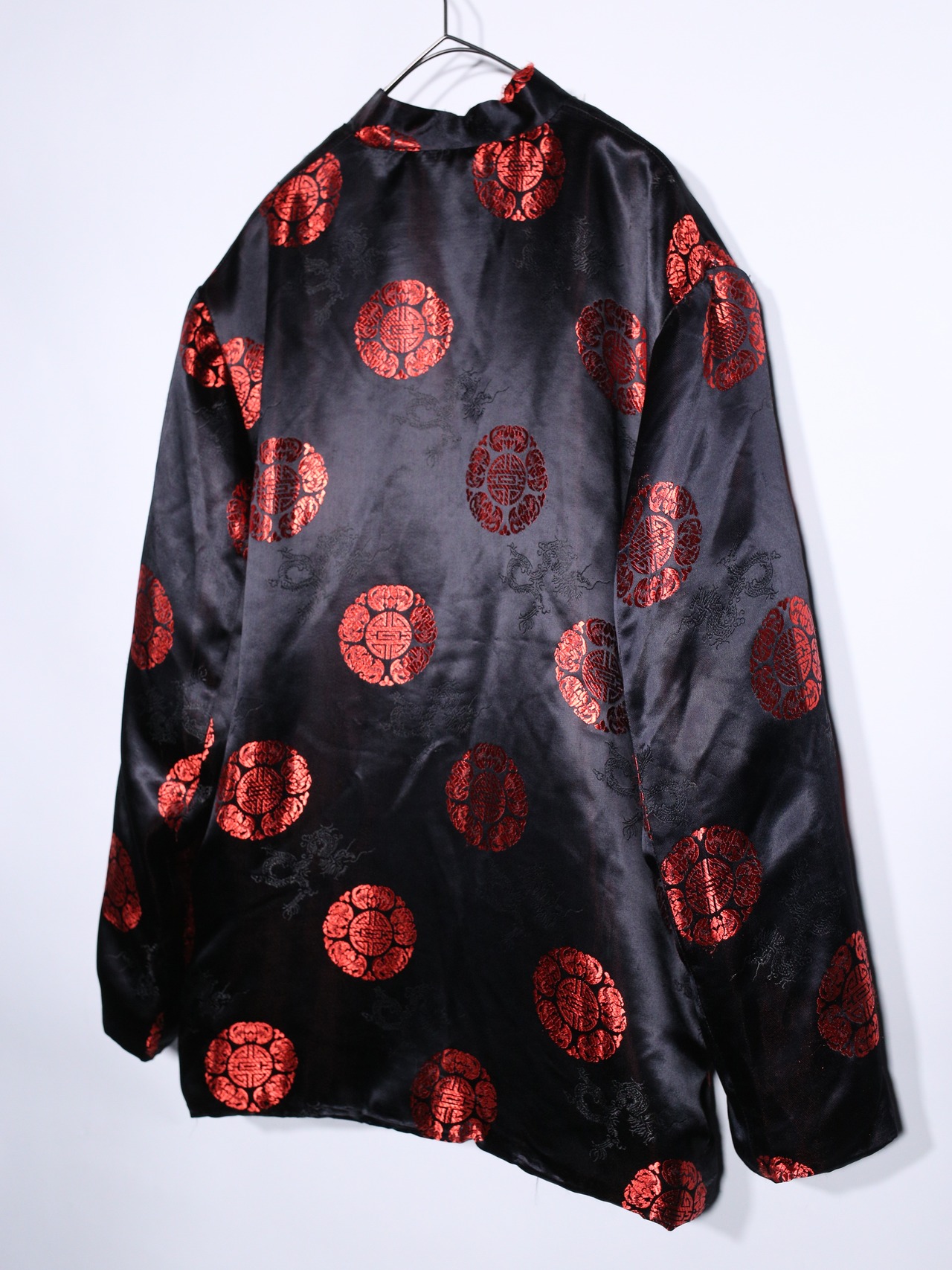 XXXL over silhouette 紋様 satin china shirt jacket - 19