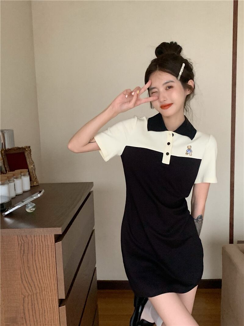 カラードレス サマーショートスカート スタイルウェスト 大人ガーリー スウィート キュート カジュアル 夏物 ブラックストロベリース79758944298