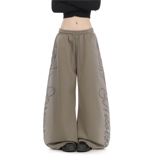 サイドスクリプトグラフィックワイドパンツ 2col   R02756