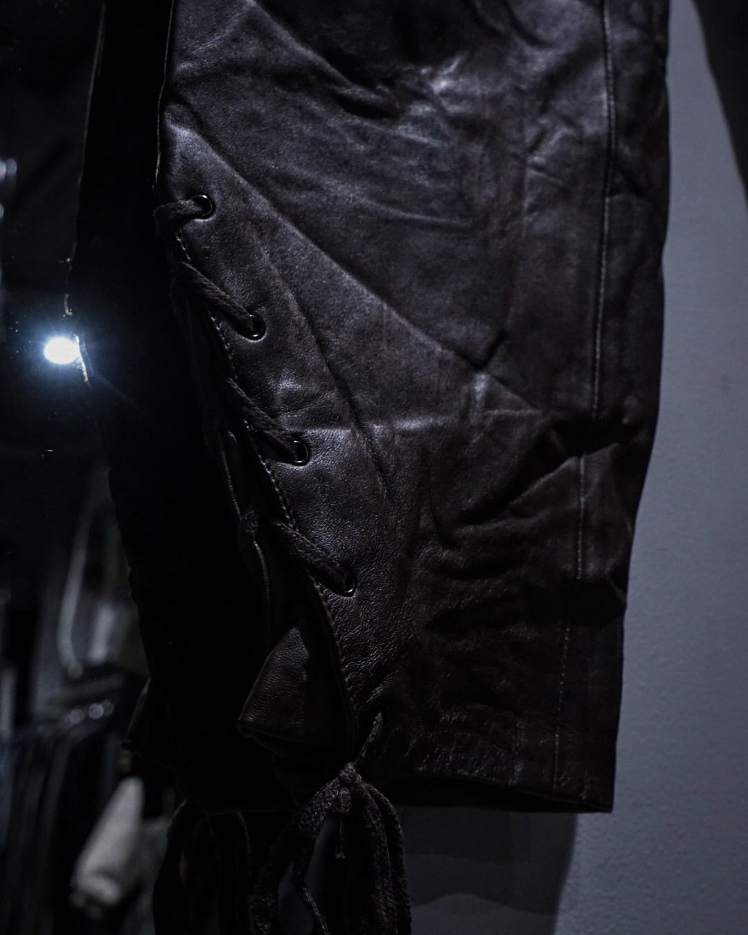 add (C) vintage】80's Euro Vintage Motorcycle Detail Brown Leather