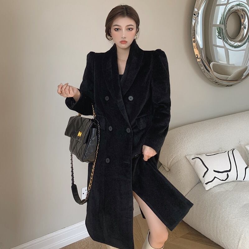 オータムウィンタースタンダードカラー長袖スリーブルーズコート ロング コットン レトロ 秋物 冬物 YY-ファッション55172075041