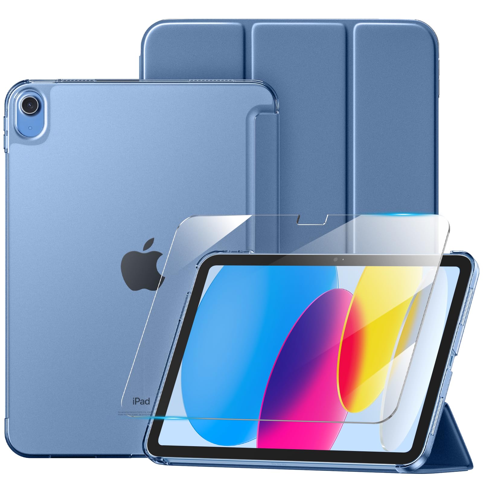 【ガラスフィルムセット】Maledan 対応iPad a16 ケース - 9Hガラスフィルム付き 第11世代 11インチ(2025)/第10世代 10.9インチ(2022)対応 三つ折り スタンド オートスリープ機能 軽量 薄型 耐衝撃 傷防止 コスパ キッチン 料理 レシピ 動画視聴 高校生 大学生 タブレット学習 通学 通勤 ビジネス 全面保護