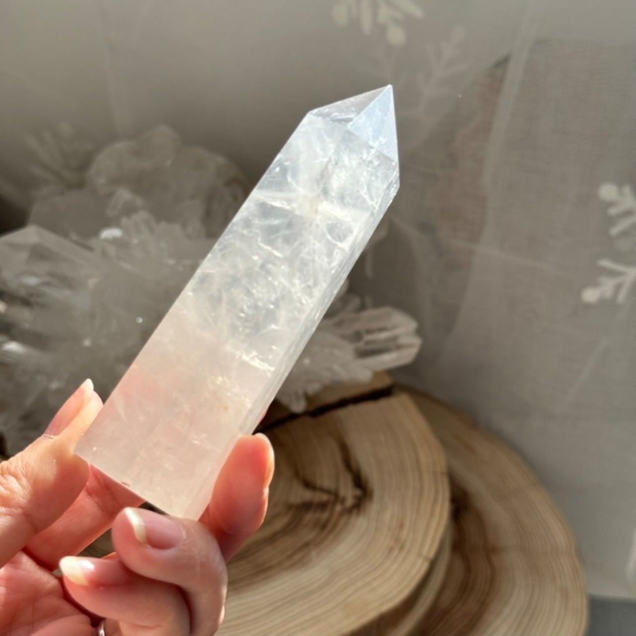 ジラソルクォーツタワー*ミルキークォーツ*231120*天然石ポイント*天然石インテリア*置き物*インテリアストーン