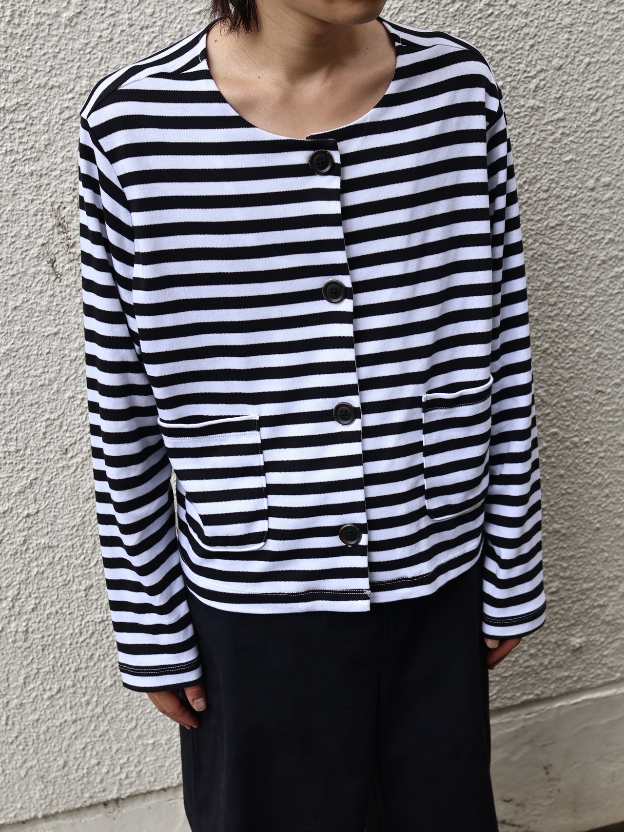 cropped border cardigan