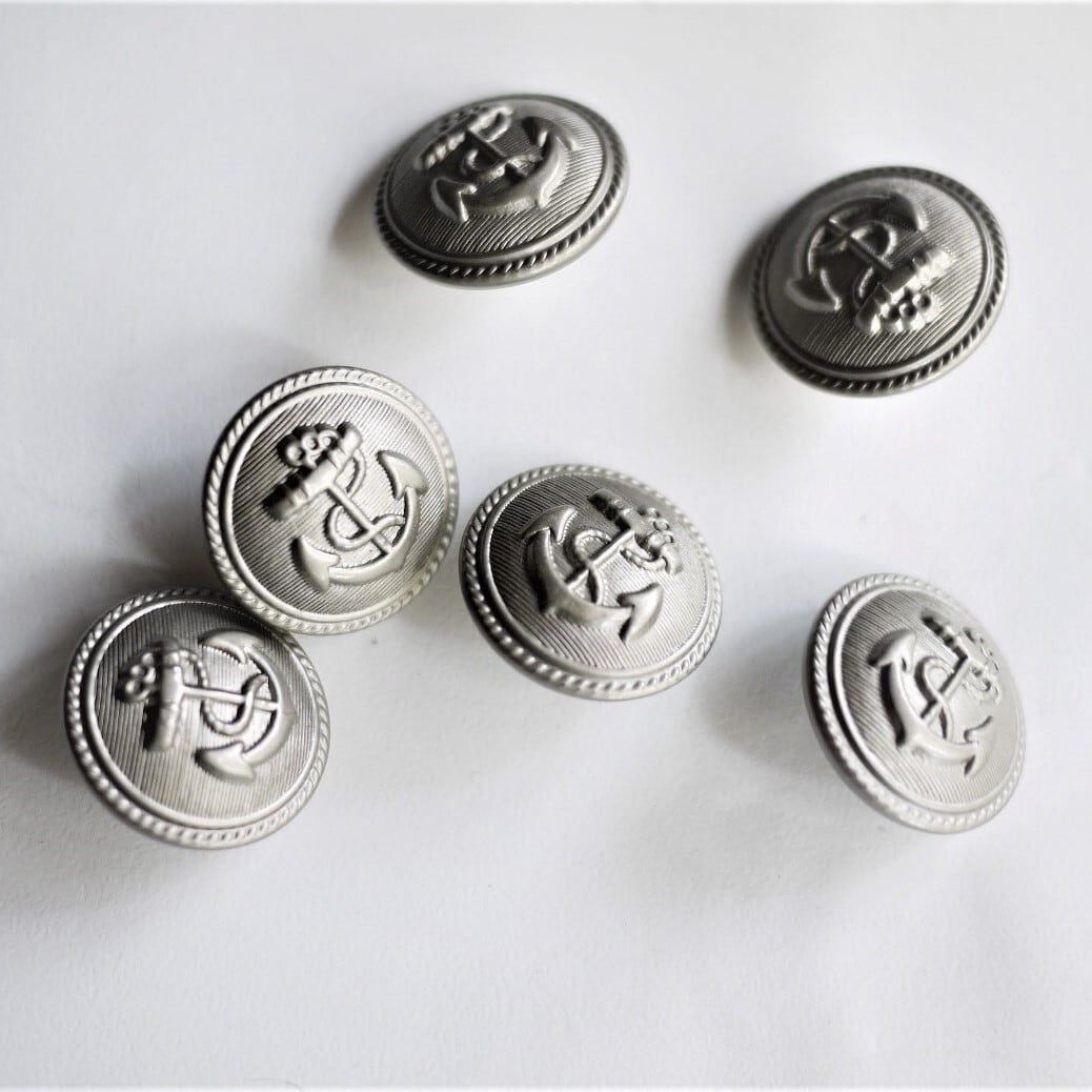 錨 アンカーメタルボタン 6P Φ2.2 ヴィンテージドイツ