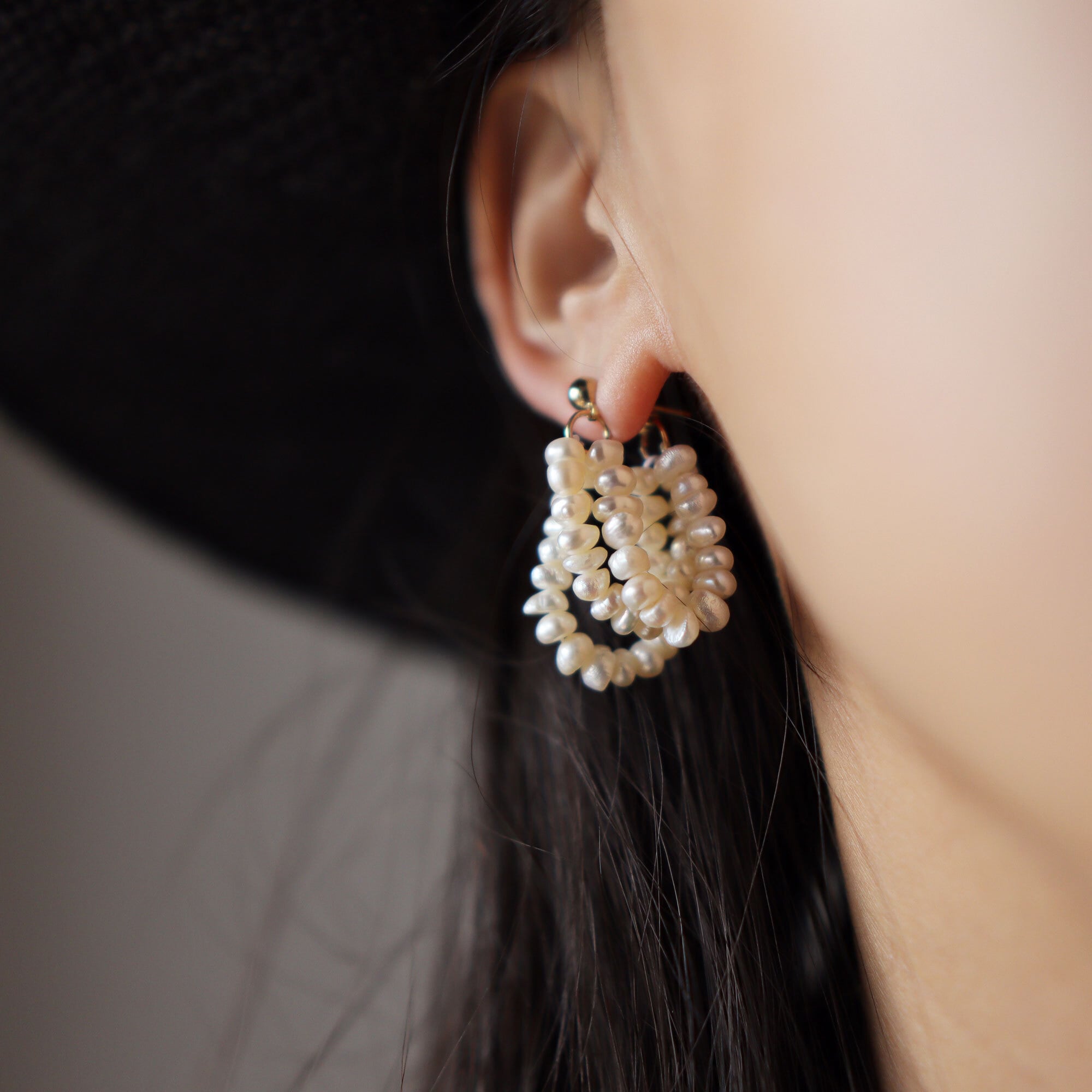 パールの三連ピアス Jojono