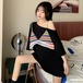 ✞ Tシャツ カラーストライプツーピースロングジャケット 大人女子☆ ステッチ ✞ゴスロリ SM ミリ 甘ロリ クラロリ 和ロリ エレガント 黒ロリ 姫ロリ 華ロリ BB-BB1093807