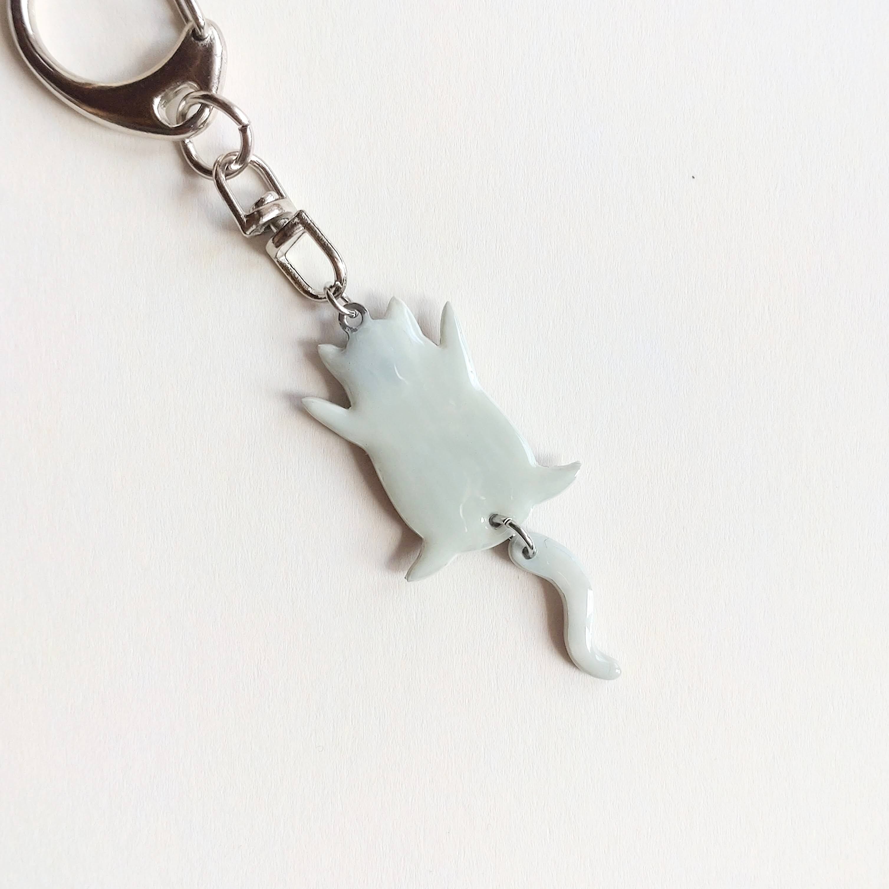しがみつき しっぽユラユラ猫 「サバトラ」 キーホルダー/ストラップ