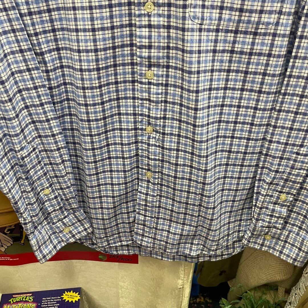美品 RALPH LAUREN ラルフローレン 長袖チェックシャツ M ブルー  