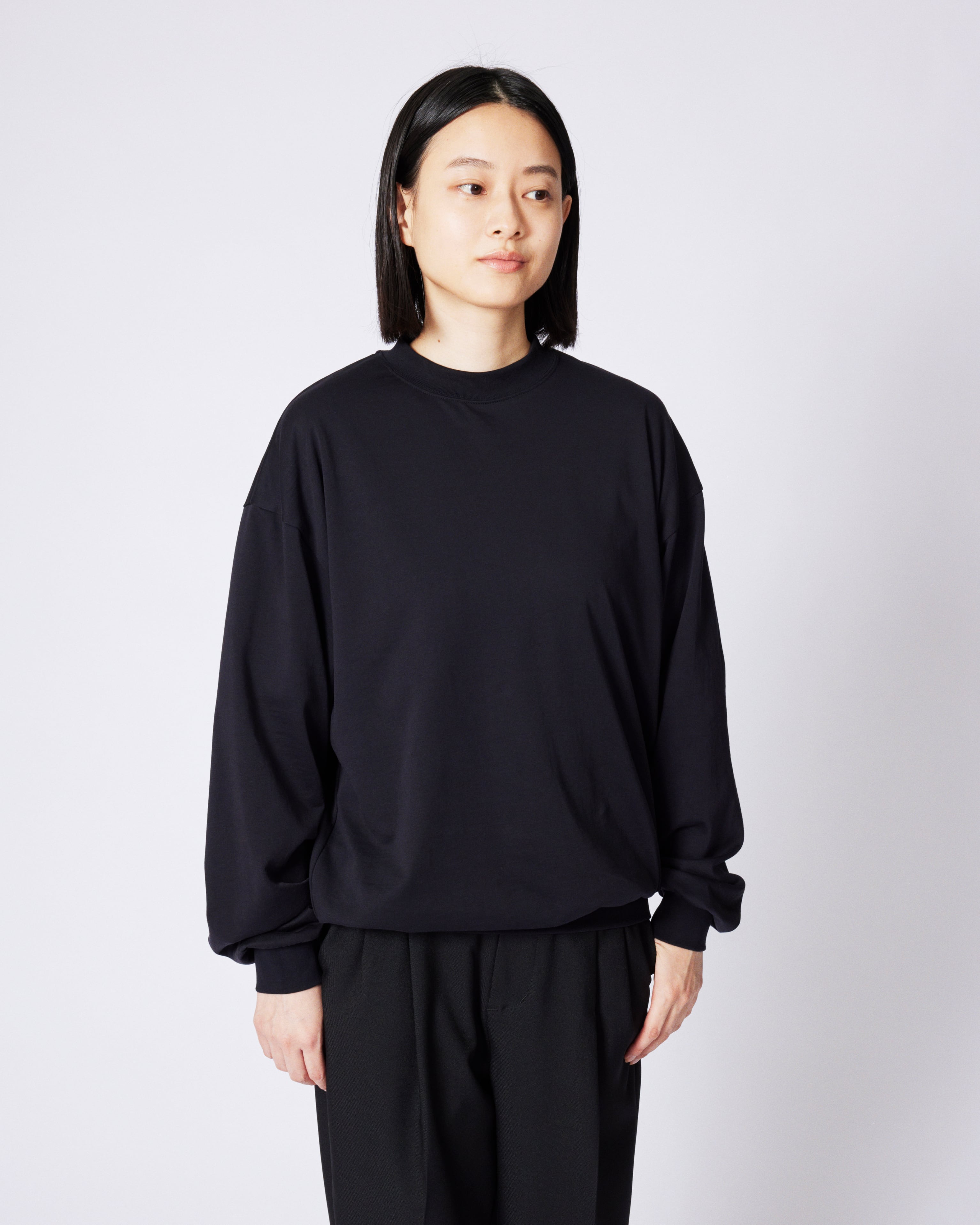 everyone light weight cotton crew neck sweatshirt (BLACK) | everyone