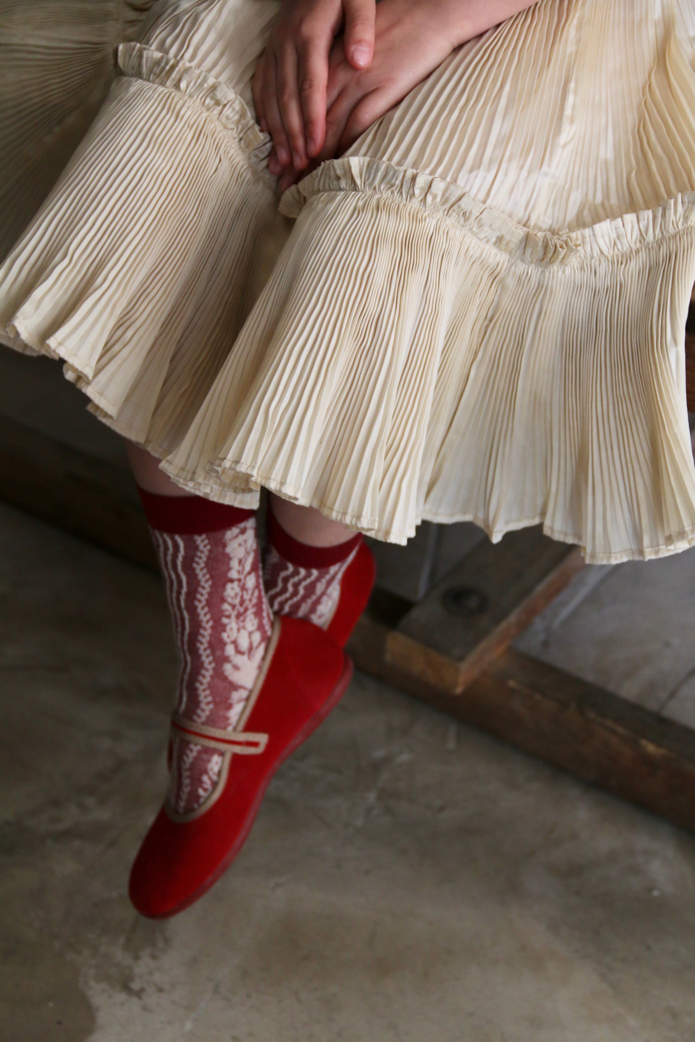 BONJOUR DIARY Dress pleated ivory taffetas 2-6y | RESONASON