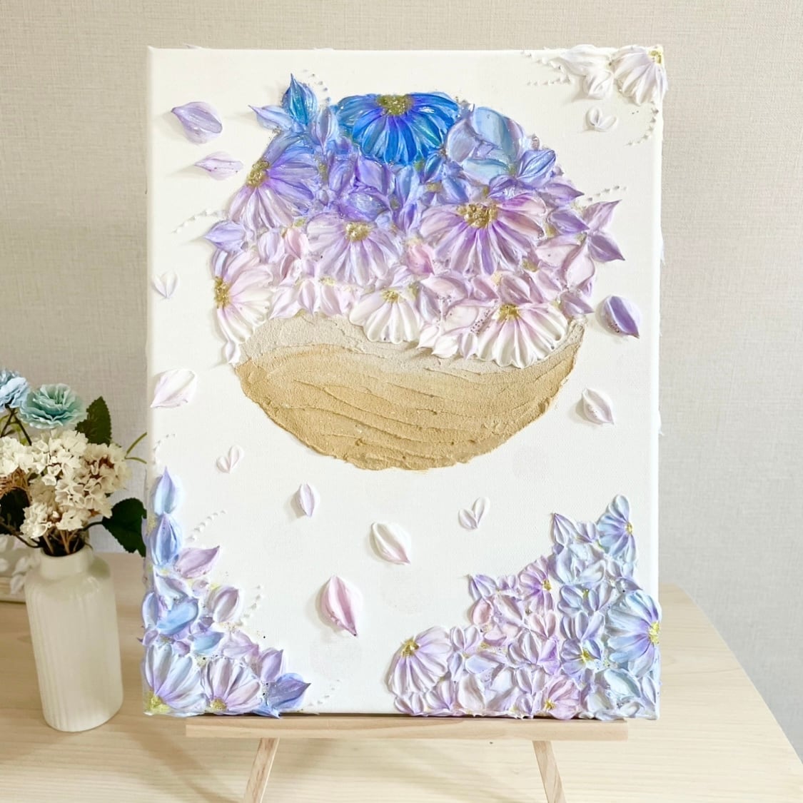 「花鏡の波紋」25㎝【初回限定価格】花のテクスチャーアート　玄関インテリア 花鏡の波紋」25㎝【初回限定価格】花のテクスチャーアート 玄関