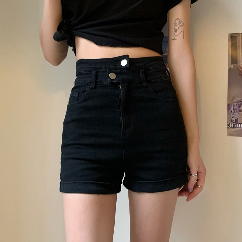 スタンダードジーンズ レディースサマースリムハイウェストウェストパンツ 薄手ショーツ レトロ 夏物 ブルマー スーパーモール27985665893