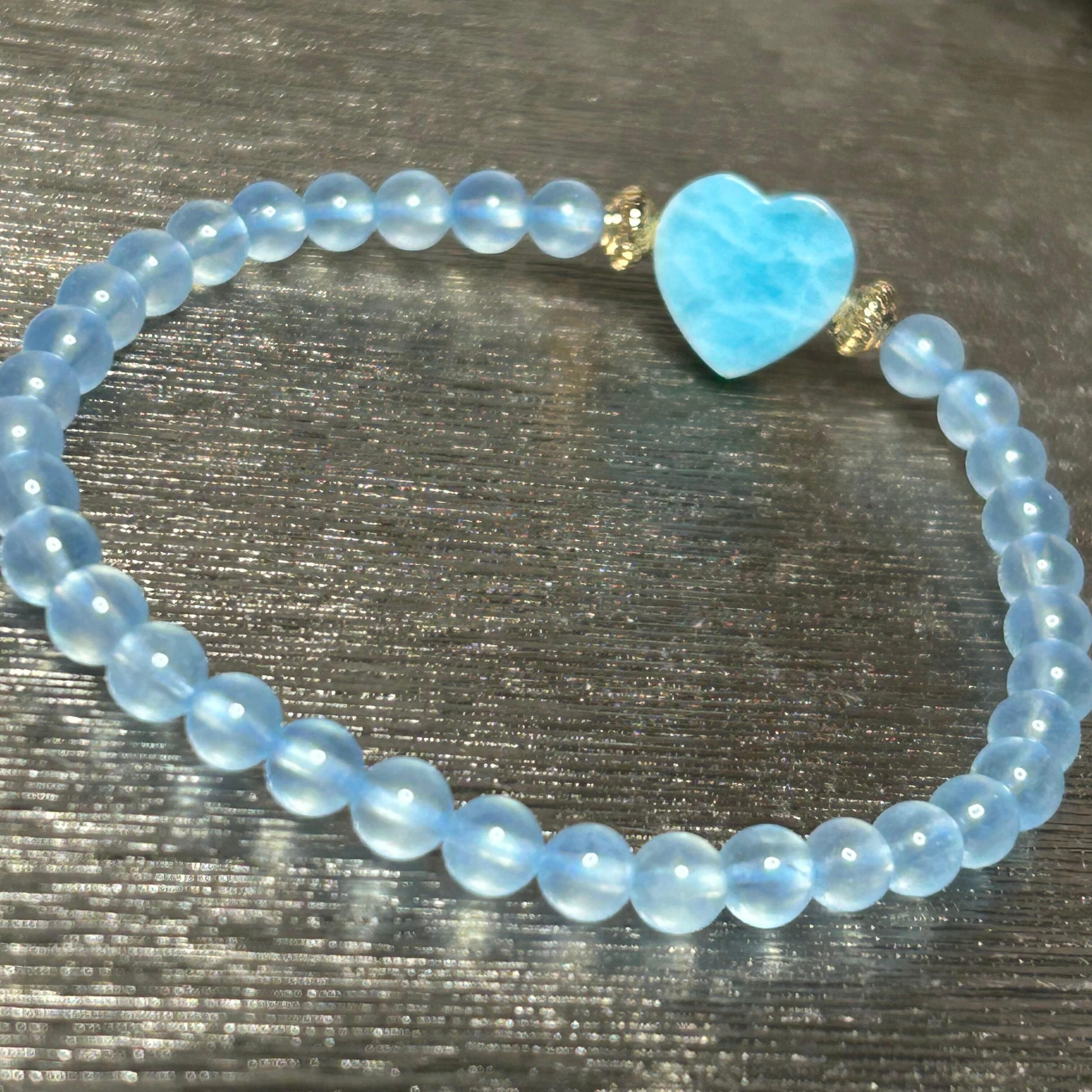 ラリマーハート　アクアマリンデザインブレスレット ラリマーハートアクアマリンデザインブレスレット