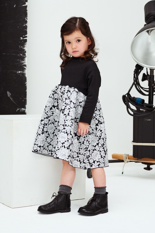 VINTAGE LACE T-DRESS WH×BK 6Y-8Y