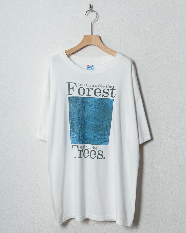 blue forest print T-shirt / Made In USA / Single Stitch