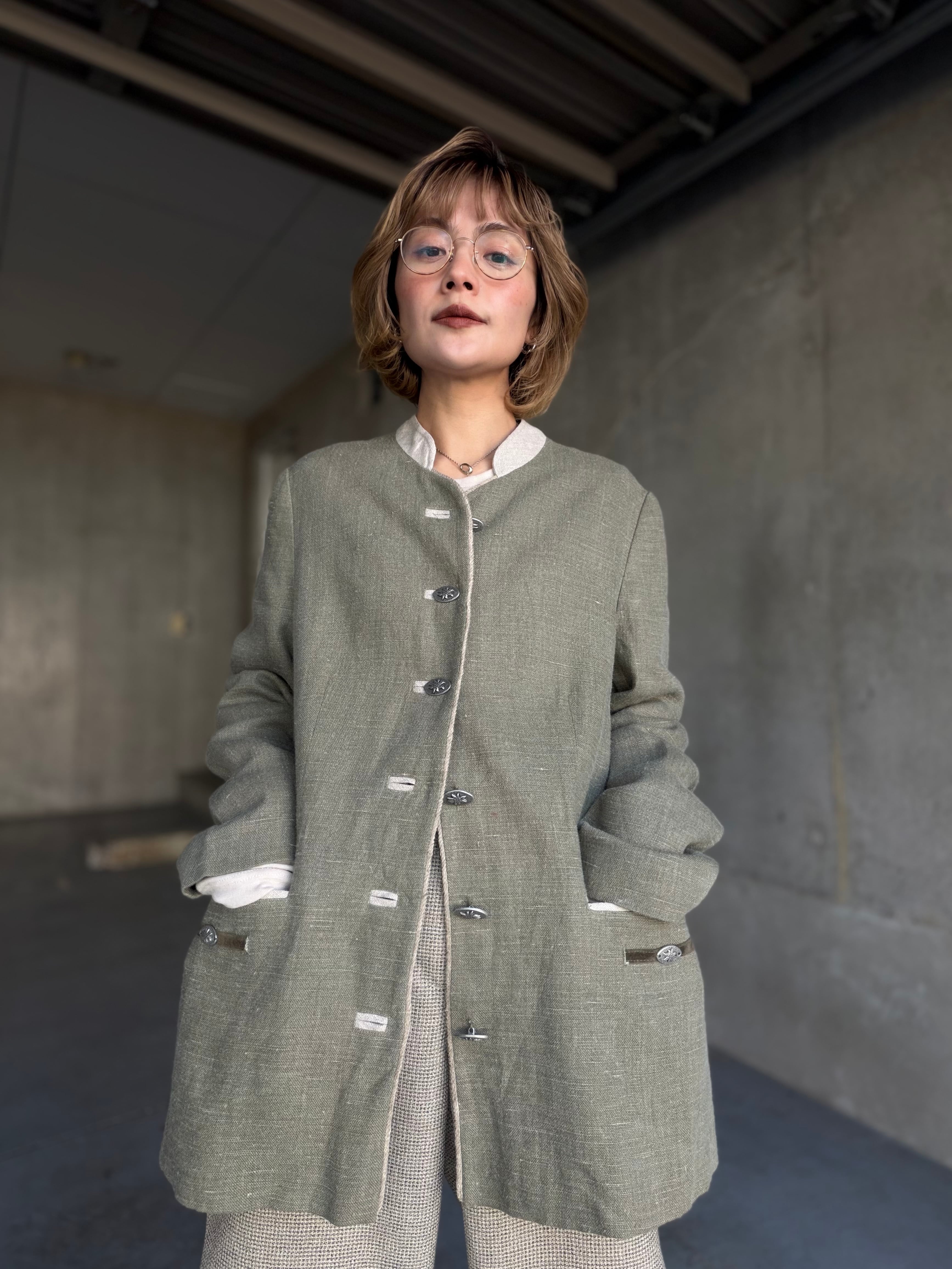 (OT1491)Austrian trachten linen viscose jacket