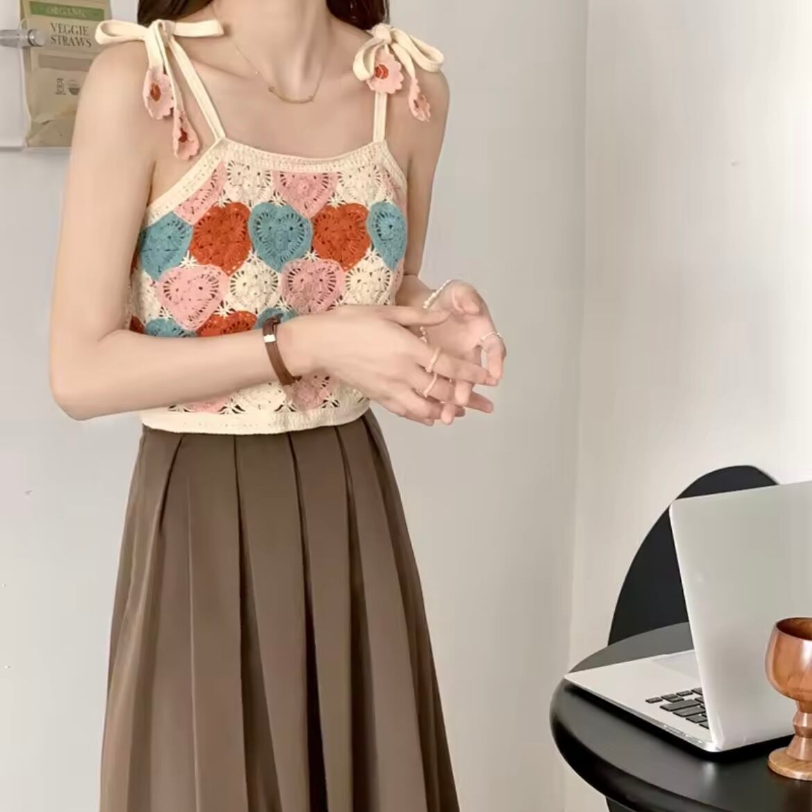 ハートクロシェニットキャミソール