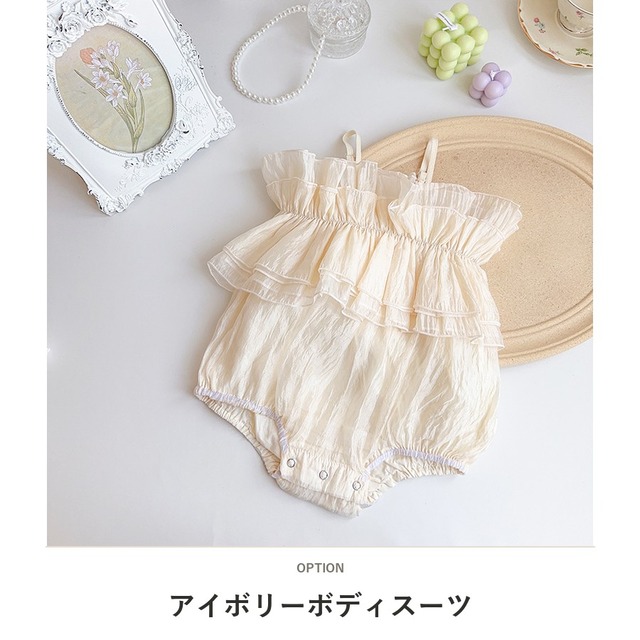 【BABY】エンジェルフリルチュールキャミソールロンパース - 2