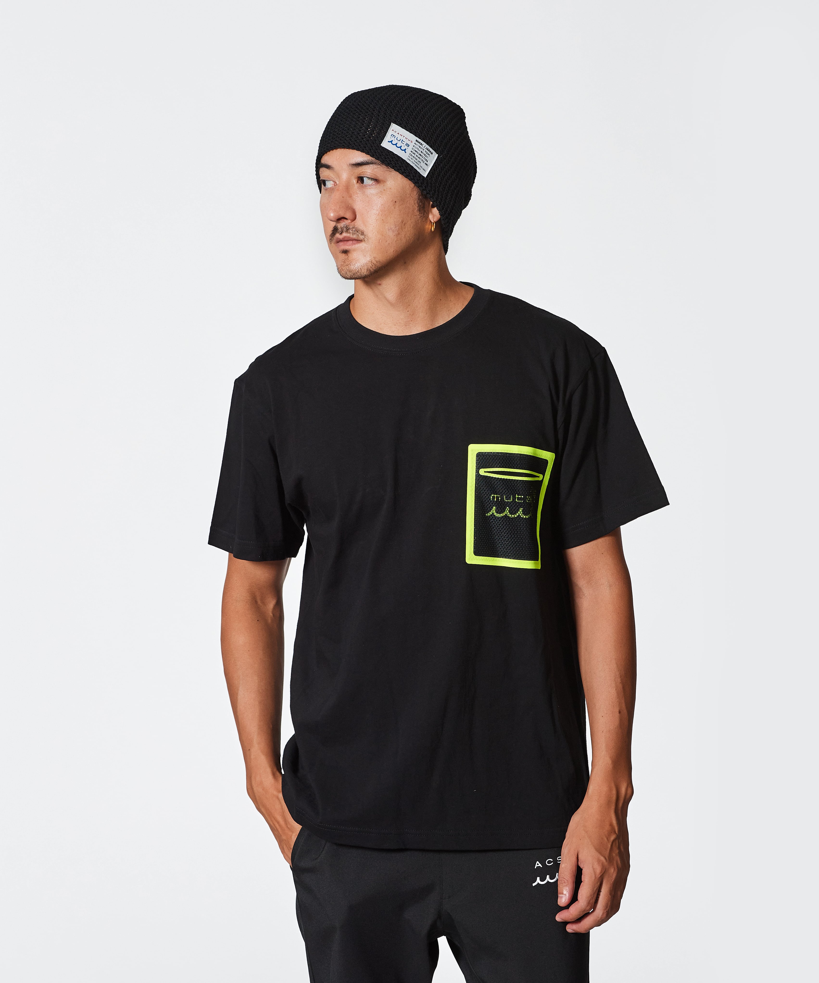 【国内買付】muta ACANTHUS トリミングポケットTシャツ コラボ muta MARINE × ACANTHUS メッシュ トリミングポケット Tシャツ