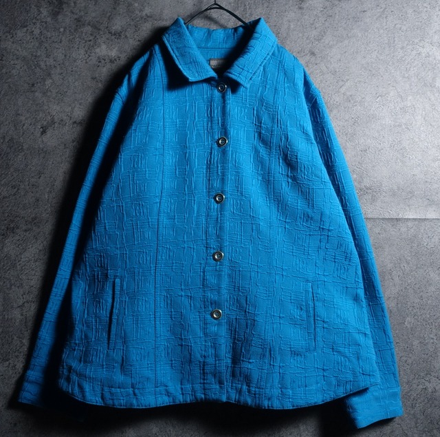 "CHICO'S" Light Blue Abstract Desgin Jacquard Jacket