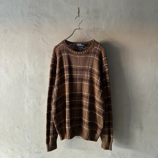 -Polo by Ralph Lauren- check design mix knit sweater