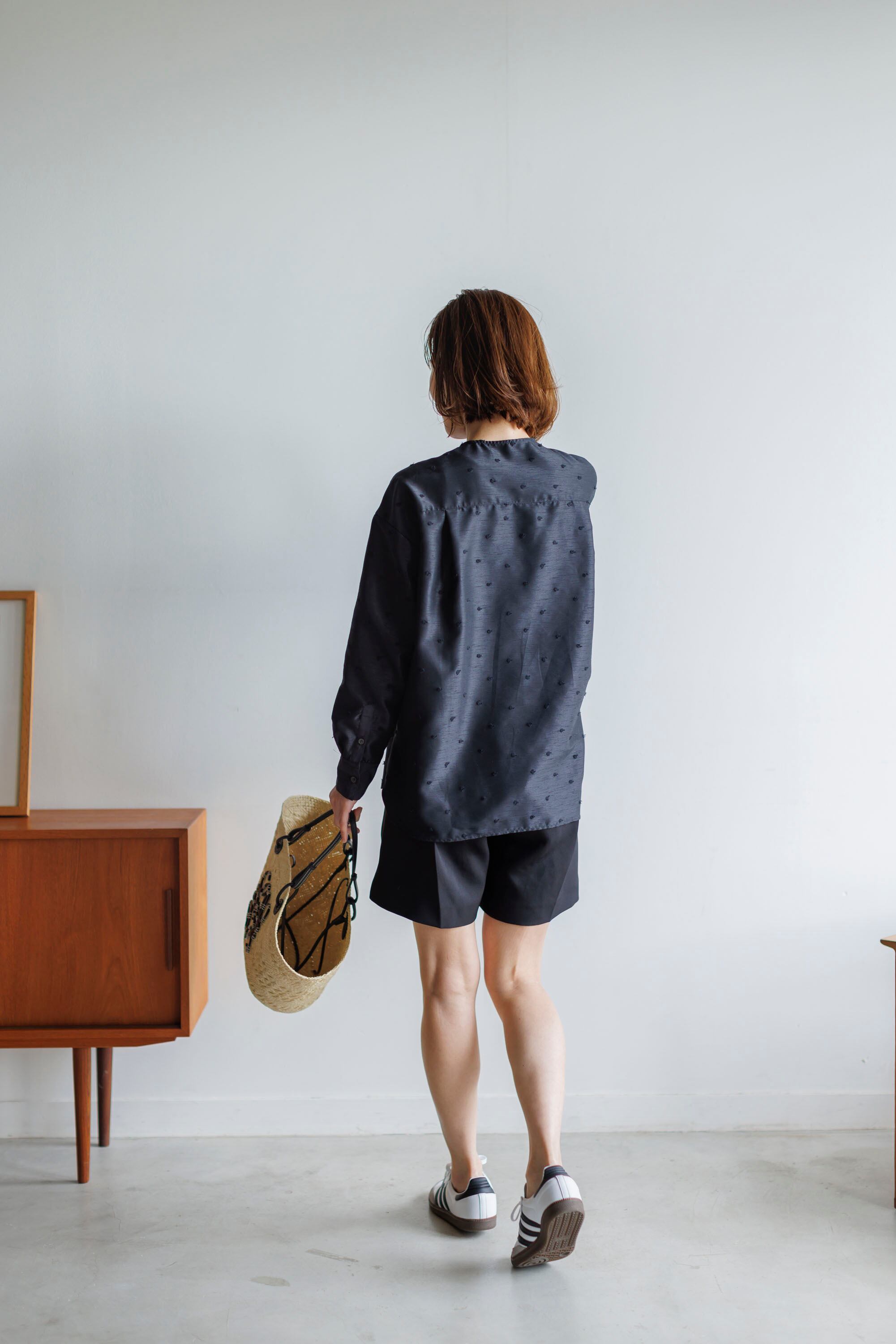 ■新品■アンプレガントanplegant クレリックシャツ　ネイビー 値下げ】Anplegant クレリックシャツ ネイビー - メルカリ