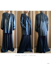 shawl collar design black real leather jacket-3890-12