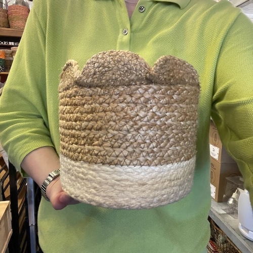 Bangladesh Basket Scallop White M / バングラデシュ バスケットスカラップ ホワイト M ジュート 編みかご ハンドメイド 手編み リビング収納 インテリア ナチュラル かわいい 小物入れ ギフト プレゼント