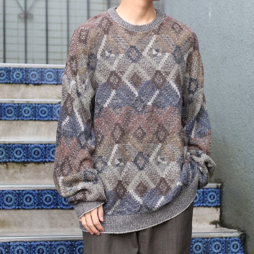 USA VINTAGE PATTERNED DESIGN OVER KNIT/アメリカ古着柄デザインオーバーニット