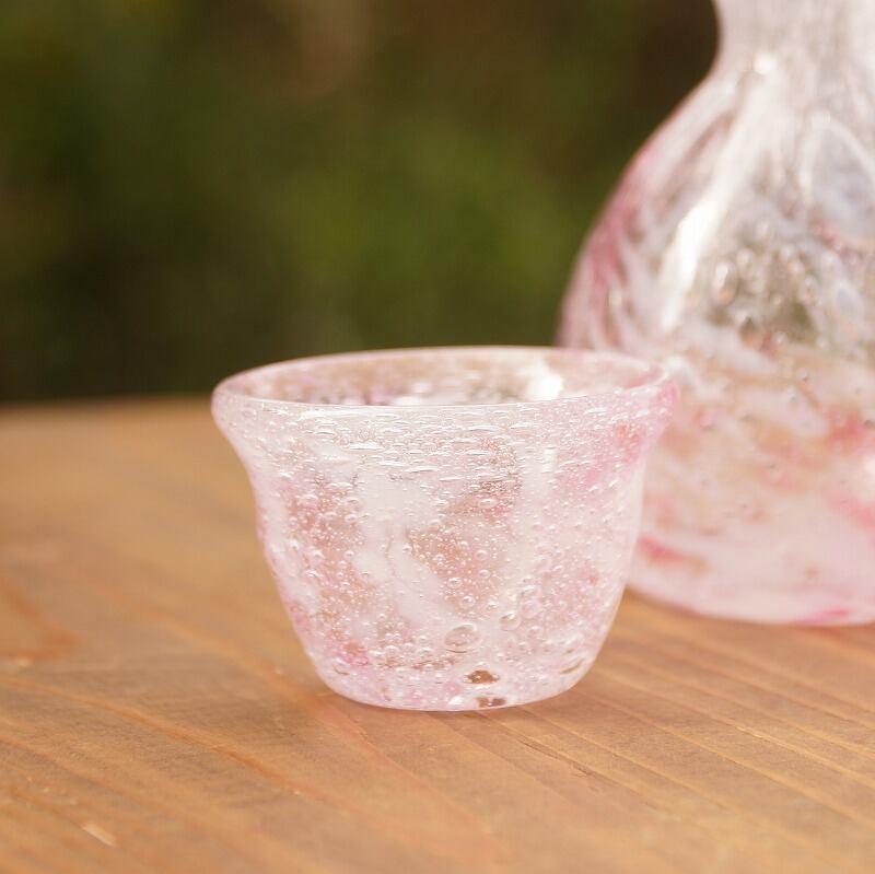 晩酌が楽しくなる酒器セット さくら【琉球ガラス工房 雫