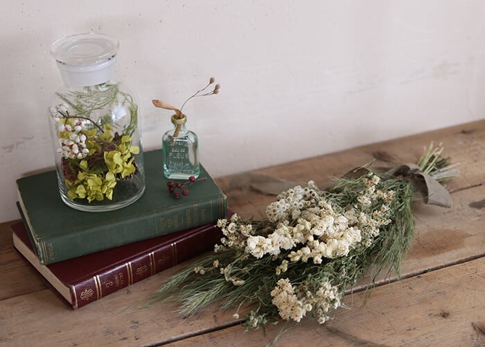 フォレスト ＊ ガラスボトルアレンジ / プリザーブドフラワー グリーン