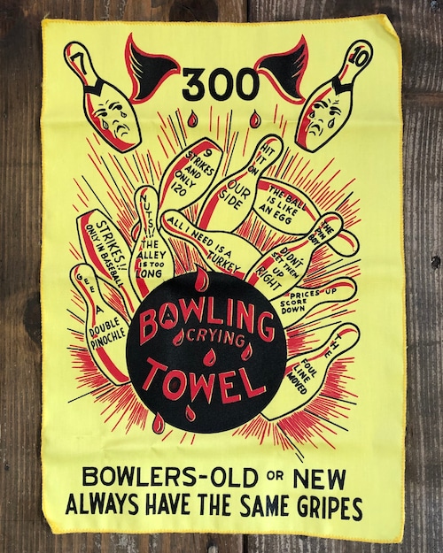 BOWLING CRYING TOWEL(yellow)／ボーリングタオル USA 70's ビンテージ 希少