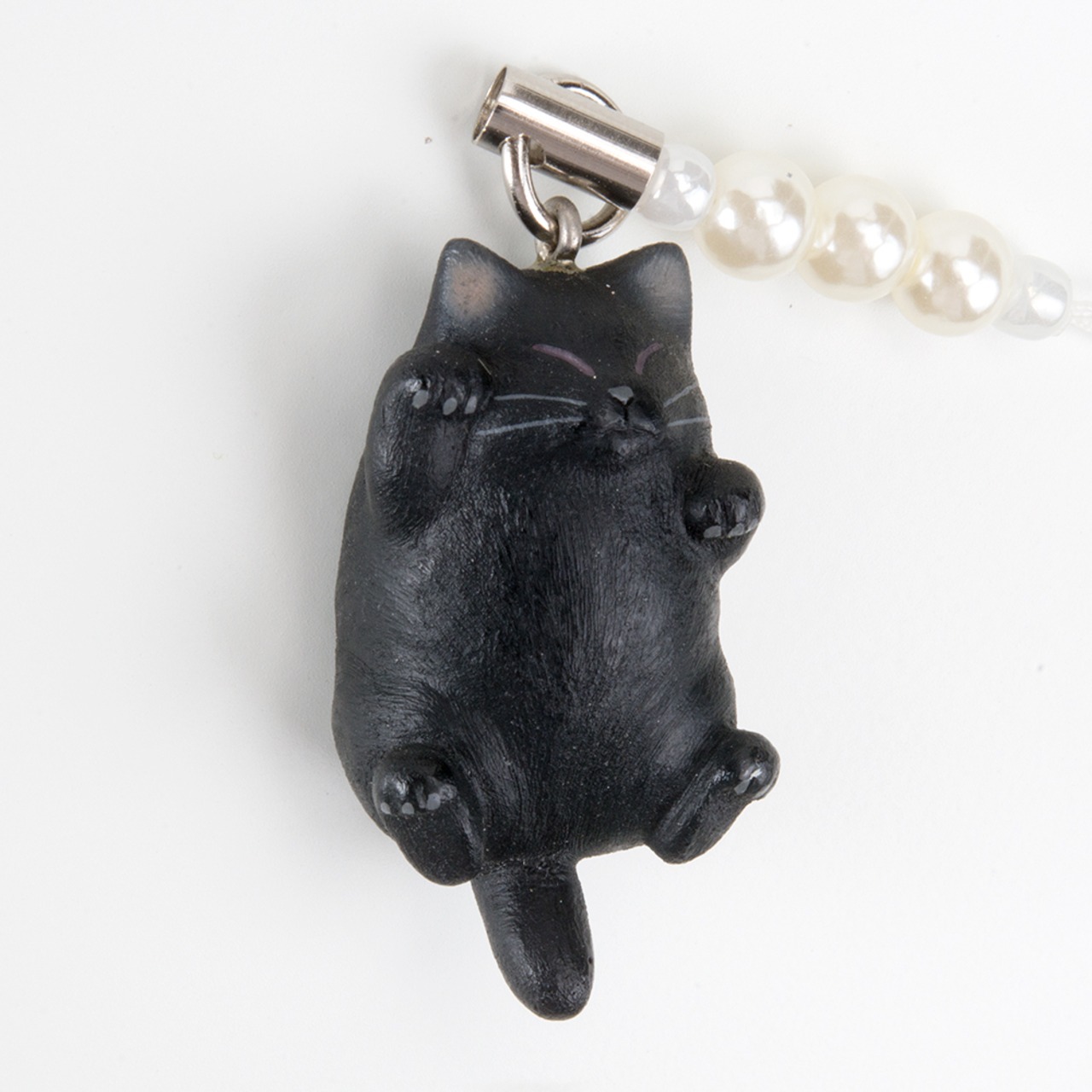 ペットラバーズ 猫どん でぶ猫 黒 ビーズ ストラップ N-2305