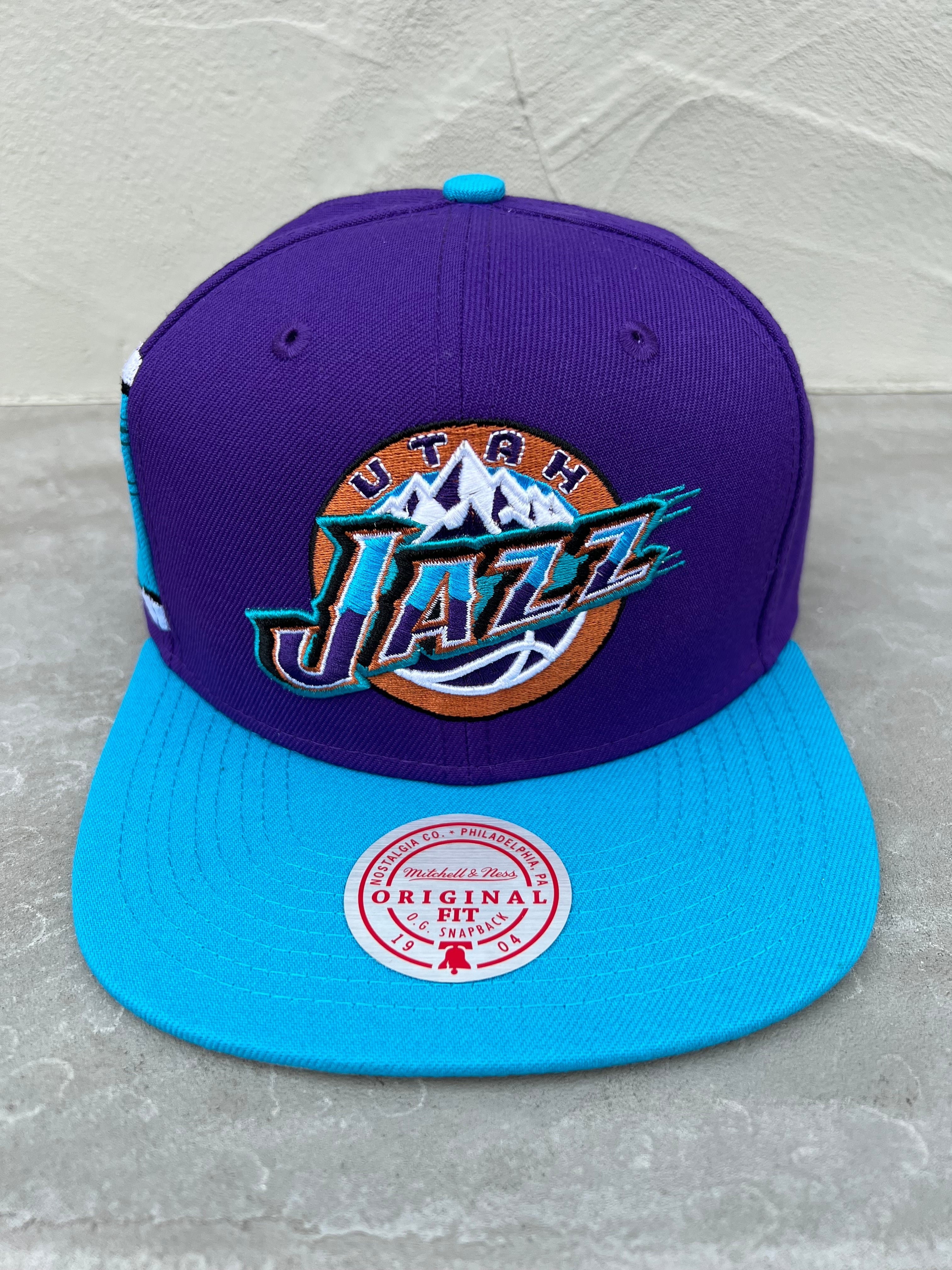 Mitchell & Ness ユタジャズ 90s サイドLOGO バイカラーCAP スナップバック パープルxターコイズ