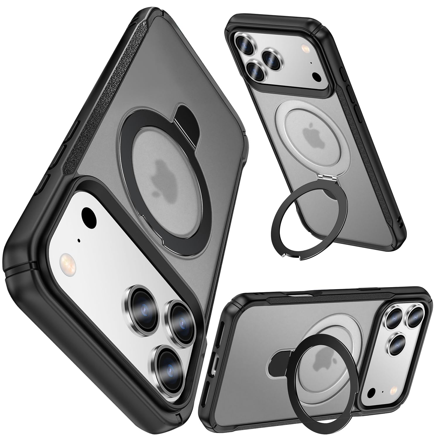 for iPhone 18 Pro ケース リング付き MagSafe対応 米軍MIL規格耐衝撃 マット仕上げ 指紋防止 マット半透明