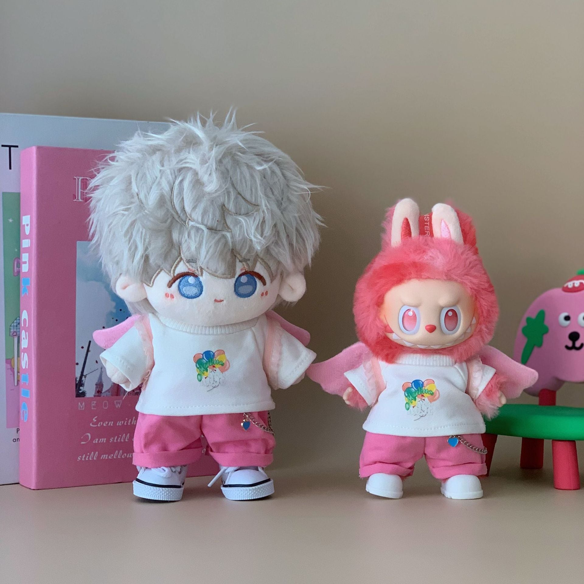 Labubu 1-3代/20cm用 カジュアル トップス+パンツ+シューズ+羽 ラブブ