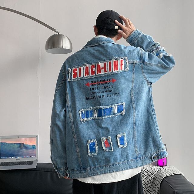 レディース 【YJ＆JEANS】バックプリント デニムジャケット Gジャン XL 