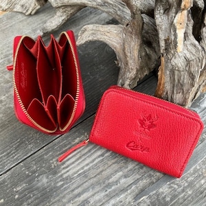 【広島ジビエレザー×カープ】鹿革ミニラウンドファスナー財布！　ポケットにすっぽり！とっても使いやすい