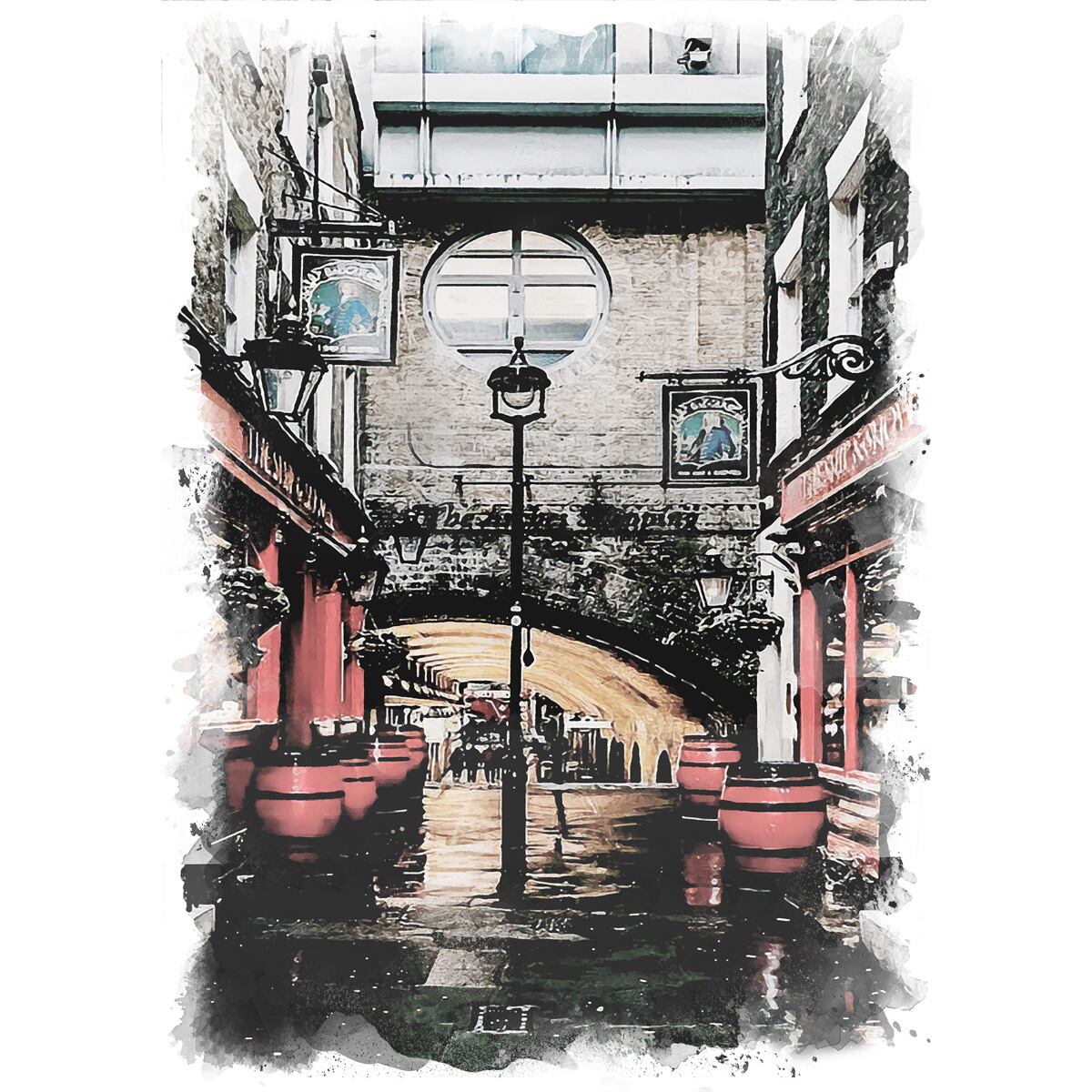 絵画 イギリス 風景画(街並み) ロンドンのレストラン インテリアアート 