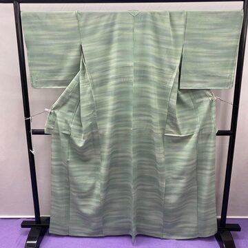 ☆3544☆ 色無地 松岡寿童 暗い青色 袷 正絹 紋入り 木瓜紋 | PAY ID
