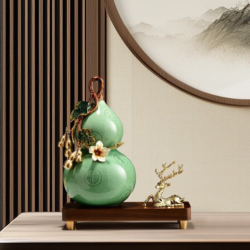 瓢箪 置物 オブジェ ひょうたん グリーン 緑 オレンジ 縁起物 財運 金