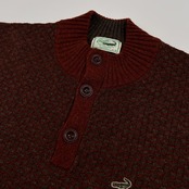 Crocodile クロコダイル ボタンモック ニット セーター サイズ M /テラコッタ系×グレー/メンズ