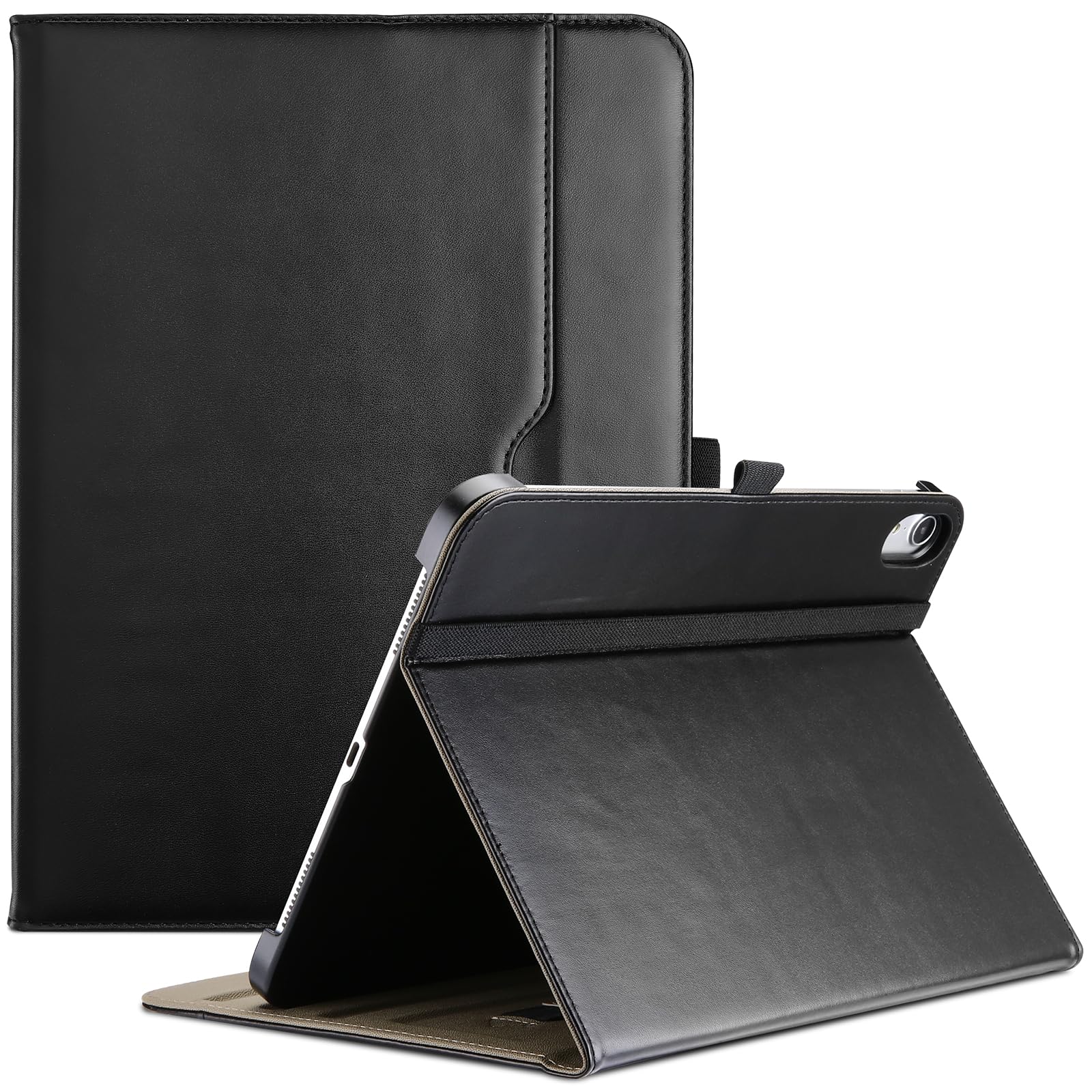 ProCase iPad 11世代/10世代 ケース iPad(A16)11インチ 2025/10.9インチ 2022通用 PUレザーカバー A2696 A2757 A2777 ペン収納 耐衝撃 手帳型 スタンド フォリオカバー(ブラック)